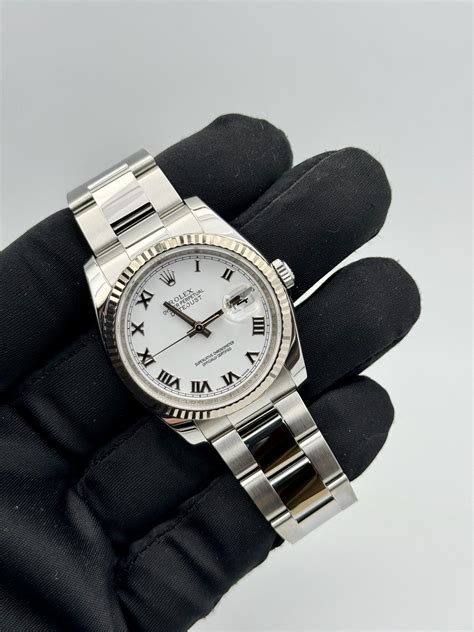 rolex datejust romani vi inverso bianco|ROLEX DATEJUST 36mm BIANCO NUMERI ROMANI 16200 .